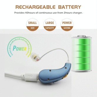 Portable Rechargeable Invisible Hearing Aid EU Plug(Blue)