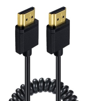 JUNSUNMAY 4K 60Hz HDMI Male to Male HDMI 2.0V Elbow Head Spring Cable, Length:1.2m(Straight)