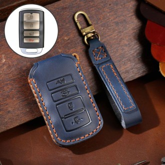 For Kia K4 Hallmo Car Cowhide Leather Key Protective Cover Key Case(Blue)