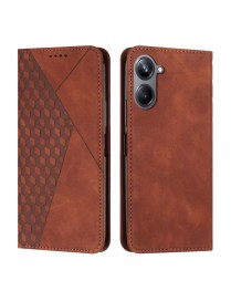 For Realme 10 Pro Diamond Splicing Skin Feel Magnetic Leather Phone Case(Brown)