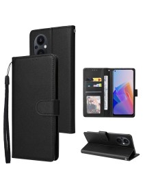 For OPPO A96 5G / Reno7 Z / Reno8 Z Multifunctional 3 Card Slots Leather Phone Case(Black)