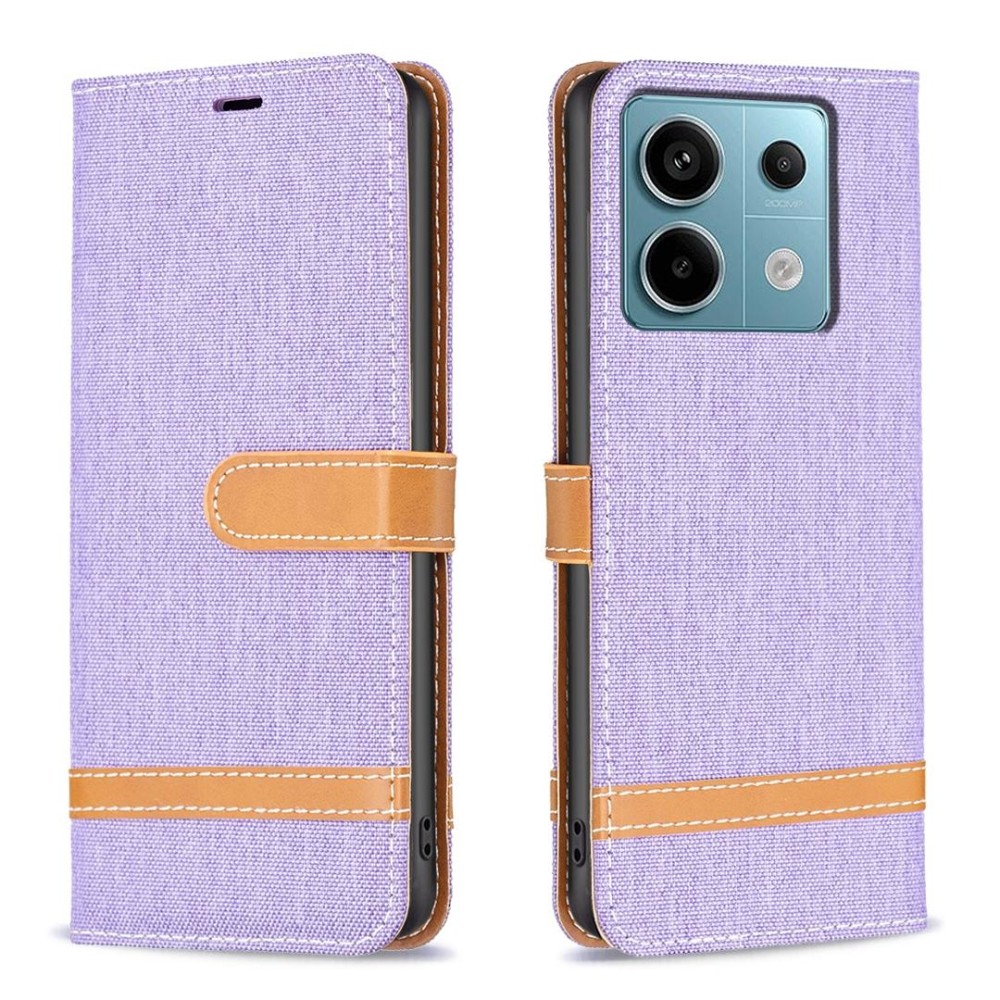 For Xiaomi Redmi Note 13 Pro 4G Global Color Block Denim Texture Leather Phone Case(Purple)