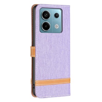 For Xiaomi Redmi Note 13 Pro 4G Global Color Block Denim Texture Leather Phone Case(Purple)