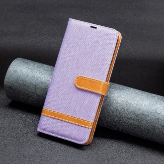 For Xiaomi Redmi Note 13 Pro 4G Global Color Block Denim Texture Leather Phone Case(Purple)