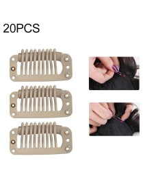 20 PCS 32mm 9-teeth Hair Extension Clips Snap Metal Clips With Silicone Back(Blonde)