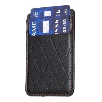 BFK11 Diamond Lattice Card Bag Mobile Phone Back Sticker(Black)