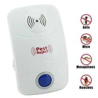 Electronic Ultrasonic Mosquito Rat Pest Control Repeller with LED Light, UK Plug, AC90V-250V(White)