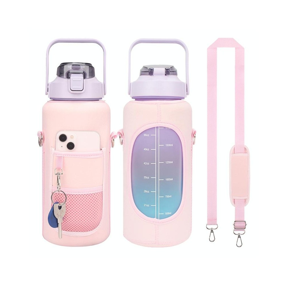 2L Diving Material Water Bottle Cover Case with Strap(Pink Metal Buckle)