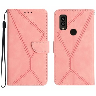 For Kyocera Android One S10 Stitching Embossed Leather Phone Case(Pink)