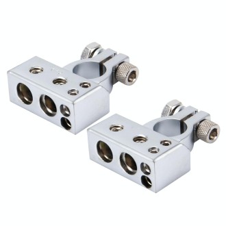 Positive & Negative Set 0 / 4 / 8 AWG Car Battery Terminals(Silver)