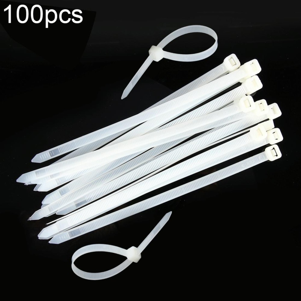 100pcs /Pack 8mm*200mm Nylon Cable Ties(White)