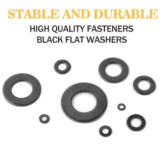 A5714 340 PCS 9 Sizes Black Carbon Steel Flat Washers Set