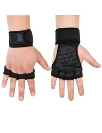 M Weightlifting Dumbbell Horizontal Bar Anti-cocoon Anti-slip Wrist Fitness Four-finger Gloves(Black)