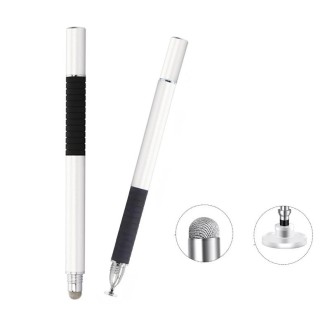 AT-31 Conductive Cloth Head + Precision Sucker Capacitive Pen Head 2-in-1 Handwriting Stylus(Silvery White)