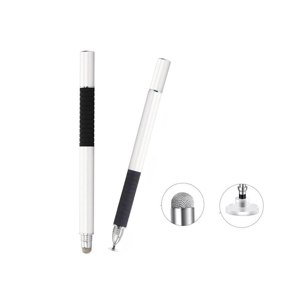 AT-31 Conductive Cloth Head + Precision Sucker Capacitive Pen Head 2-in-1 Handwriting Stylus(Silvery White)