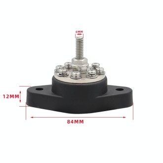 1/4 inch M6 RV Yacht 8-way Terminal Stud with 2 M5x20 Screws + 16pcs Terminals(Black)