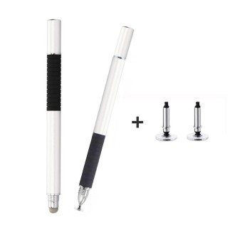 AT-31 Conductive Cloth Head + Precision Sucker Capacitive Pen Head 2-in-1 Handwriting Stylus with 2 Pen Head(Silvery White)