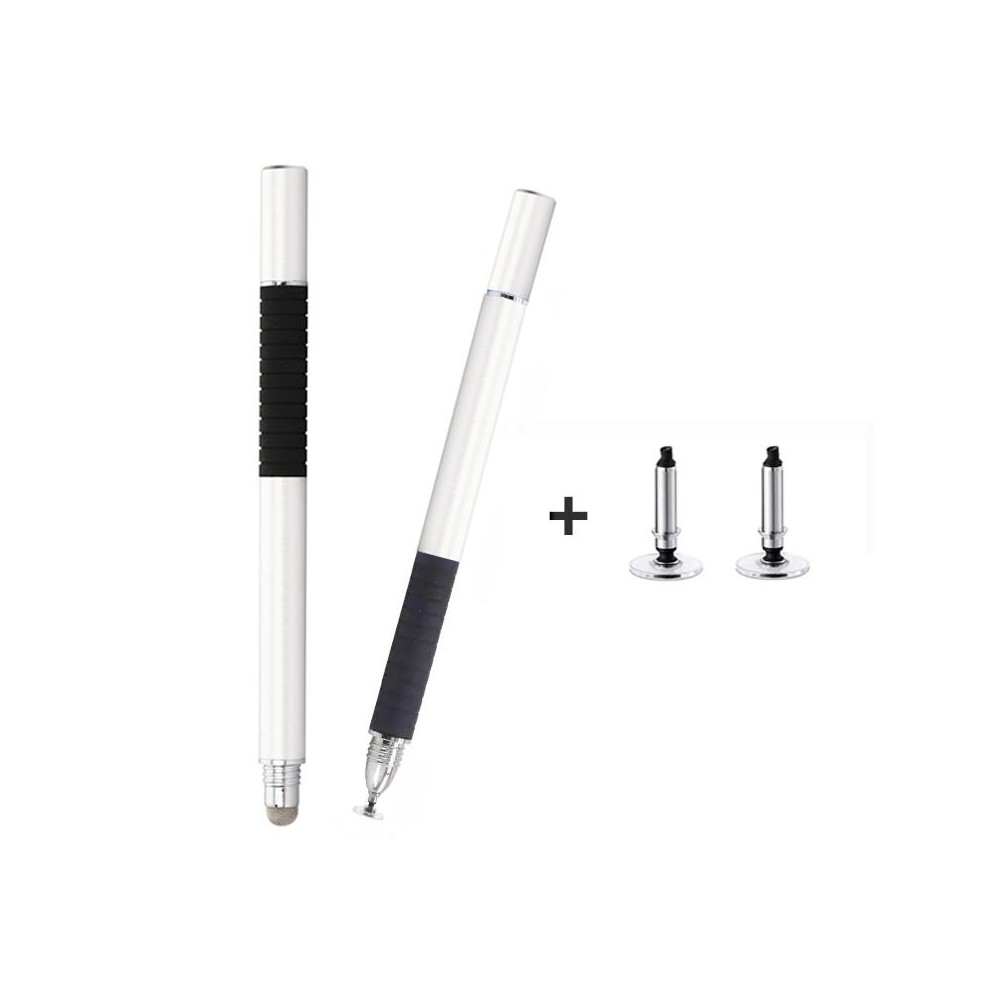 AT-31 Conductive Cloth Head + Precision Sucker Capacitive Pen Head 2-in-1 Handwriting Stylus with 2 Pen Head(Silvery White)