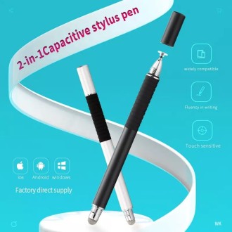 AT-31 Conductive Cloth Head + Precision Sucker Capacitive Pen Head 2-in-1 Handwriting Stylus with 2 Pen Head(Silvery White)