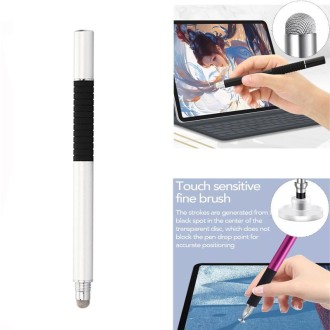 AT-31 Conductive Cloth Head + Precision Sucker Capacitive Pen Head 2-in-1 Handwriting Stylus with 2 Pen Head(Silvery White)