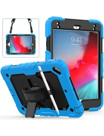 Shockproof Colorful Silica Gel + PC Protective Case for iPad Mini 2019 / Mini 4, with Holder & Shoulder Strap & Hand Strap & Pen