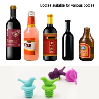 2pcs Creative Bird Style Silicone Wine Beer Condiments Bottle Stopper Random Color Delivery