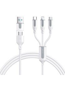 JOYROOM S-2T3018A15 Ice-Crystal Series 1.2m 3.5A USB+Type-C to 8 Pin+Type-C+Micro USB 3 in 2 Fast Charging Cable(White)