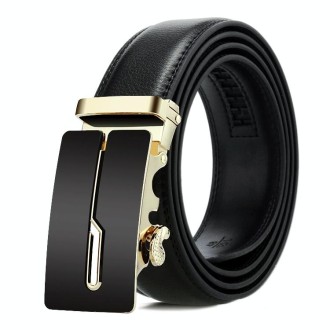 Dandali Casual Men Automatic Buckle Belt Business Soft Leather Pants Band, Length (cm): One Size 110-125cm(ZD-25)