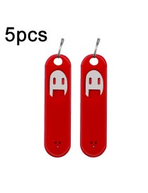 5pcs Eject Sim Card Tray Open Pins Needle Keychain Tool With Silicone Case(Red)