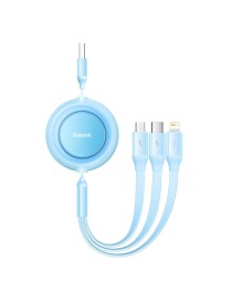 Baseus 3 in 1 USB to Type-C + 8 Pin + Micro USB Fast Charging Data Cable, Length: 1.1m(Sky Blue)