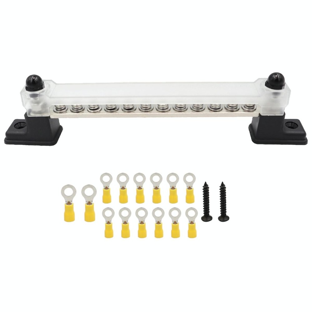 CP-3051 150A 12-48V RV Yacht 12-way Busbar with 14pcs Terminals(Black)