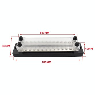 CP-3025 150A 12-48V RV Yacht Double-row 12-way Busbar with 28pcs Terminals(Black)