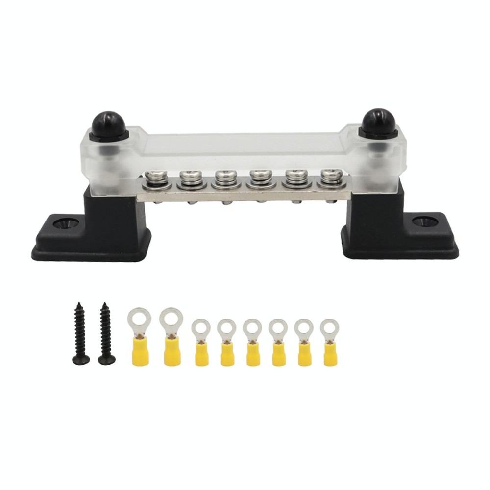 CP-3050 150A 12-48V RV Yacht 6-way Busbar with 8pcs Terminals(Black)