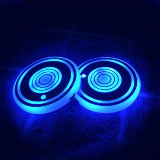 1 Pair 68mm LED Smart Light-Emitting Coaster Light Car Cup Slot Atmosphere Light(Brick)