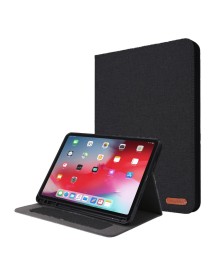 For iPad Pro 11(2020) Horizontal Flip TPU + Fabric PU Leather Protective Tablet Case with Name Card Clip(Black)