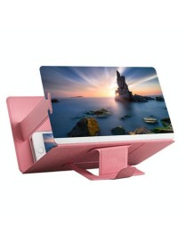 8 inch Universal Mobile Phone 3D Screen Amplifier HD Video Magnifying Glass Stand Bracket Holder(Pink)