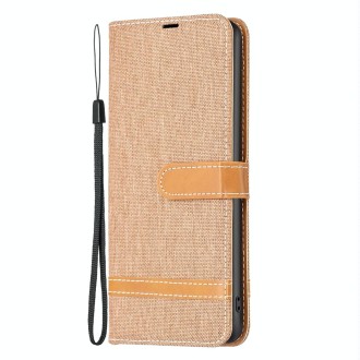 For Xiaomi Redmi Note 13 Pro 4G Global Color Block Denim Texture Leather Phone Case(Brown)