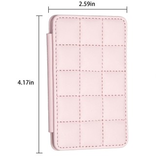 BFK01 Grid Pattern Card Bag Mobile Phone Back Sticker(Pink)