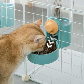 Cat Automatic Hanging Cage Feeder, Style: Drinking Water+Feeder (Purple)