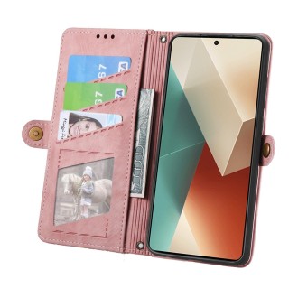 For Redmi Note 13 Pro 4G Geometric Zipper Wallet Side Buckle Leather Phone Case(Pink)