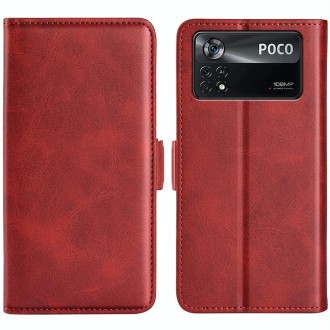 For Xiaomi Poco X4 Pro 5G Dual-side Magnetic Buckle Leather Phone Case(Red)