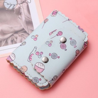 Mini Cute Cartoon Multi-card Slot Credit Card Holder Change ID Storage Bag, Color: Blue-Candy