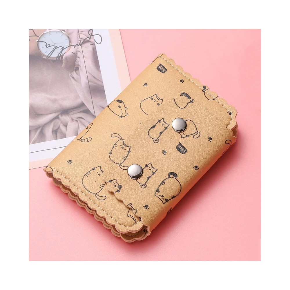 Mini Cute Cartoon Multi-card Slot Credit Card Holder Change ID Storage Bag, Color: Yellow-Cat