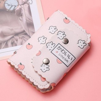 Mini Cute Cartoon Multi-card Slot Credit Card Holder Change ID Storage Bag, Color: Pink-Rabbit