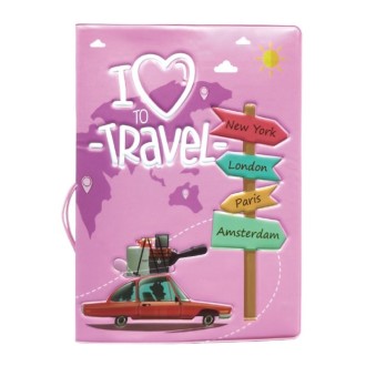 A0341 Cartoon Map Passport Cover Couple Travel Passport Holder(FCY-15)