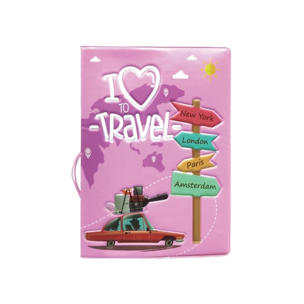 A0341 Cartoon Map Passport Cover Couple Travel Passport Holder(FCY-15)