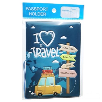 A0341 Cartoon Map Passport Cover Couple Travel Passport Holder(FCY-15)