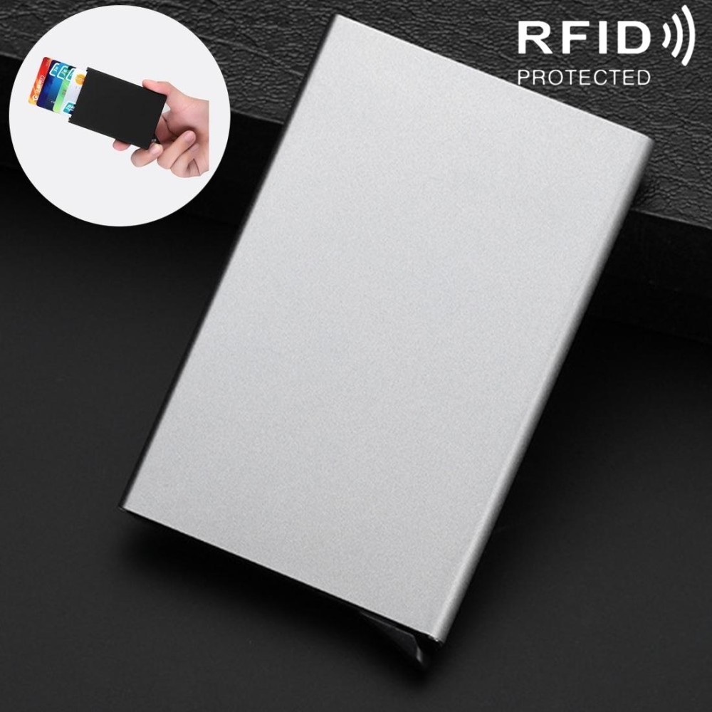 Antimagnetic Stainless Steel PU Business Card Holder Credit Card Case, Size: 10*6.2*0.8cm(Grey)