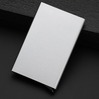 Antimagnetic Stainless Steel PU Business Card Holder Credit Card Case, Size: 10*6.2*0.8cm(Grey)