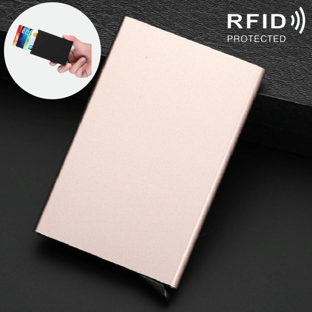 Antimagnetic Stainless Steel PU Business Card Holder Credit Card Case, Size: 10*6.2*0.8cm(Gold)